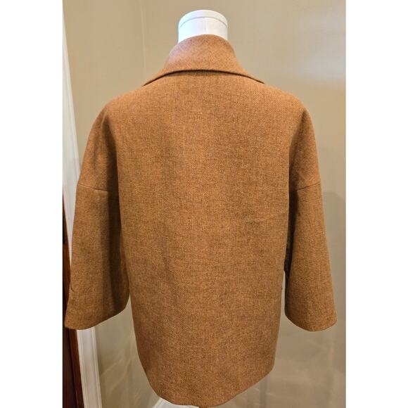 Talbots Peacoat 100% Wool Double Breast Front Pockets Tan Jacket Womens Size 10 - Picture 5 of 11